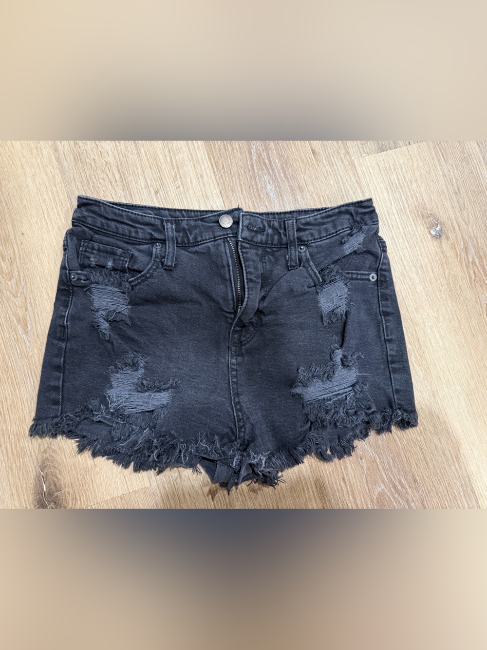 Mossimo Supply Co. Black Distressed Frayed Denim Shorts